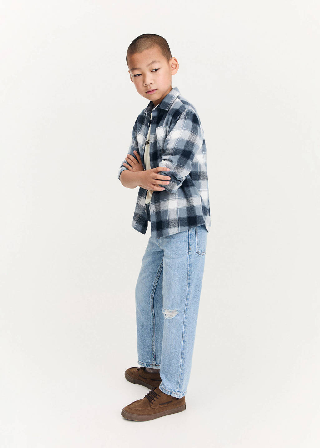 Mango Kids suède enkelboots cognac