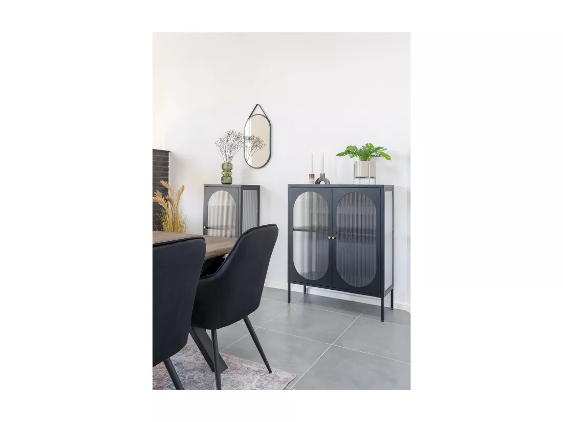 Adelaide - Buffet 2 portes en verre et métal L90cm : Couleur - Noir