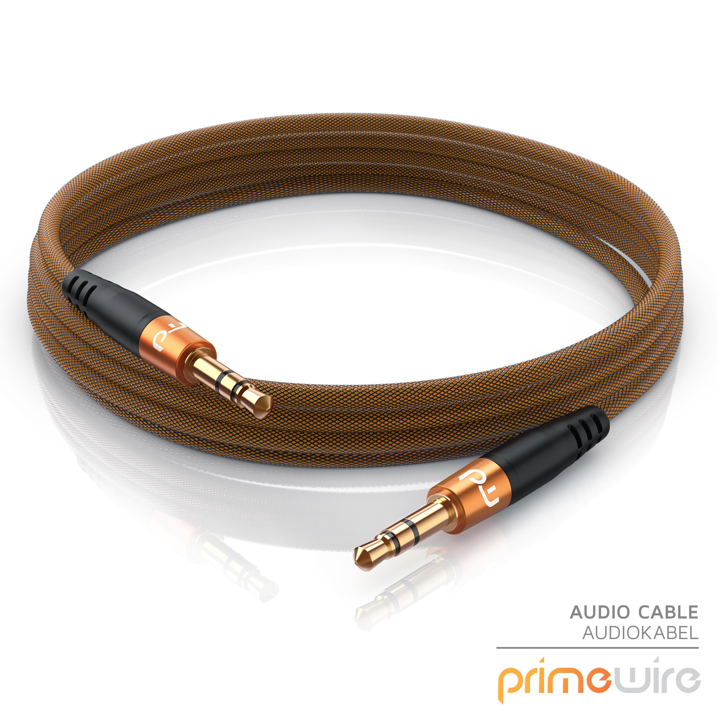 Primewire 3,5-mm-Klinke Audio-Kabel, AUX, Klinkenkabel, Metallstecker, Klinke Verbindungskabel, Audiokabel - 1m