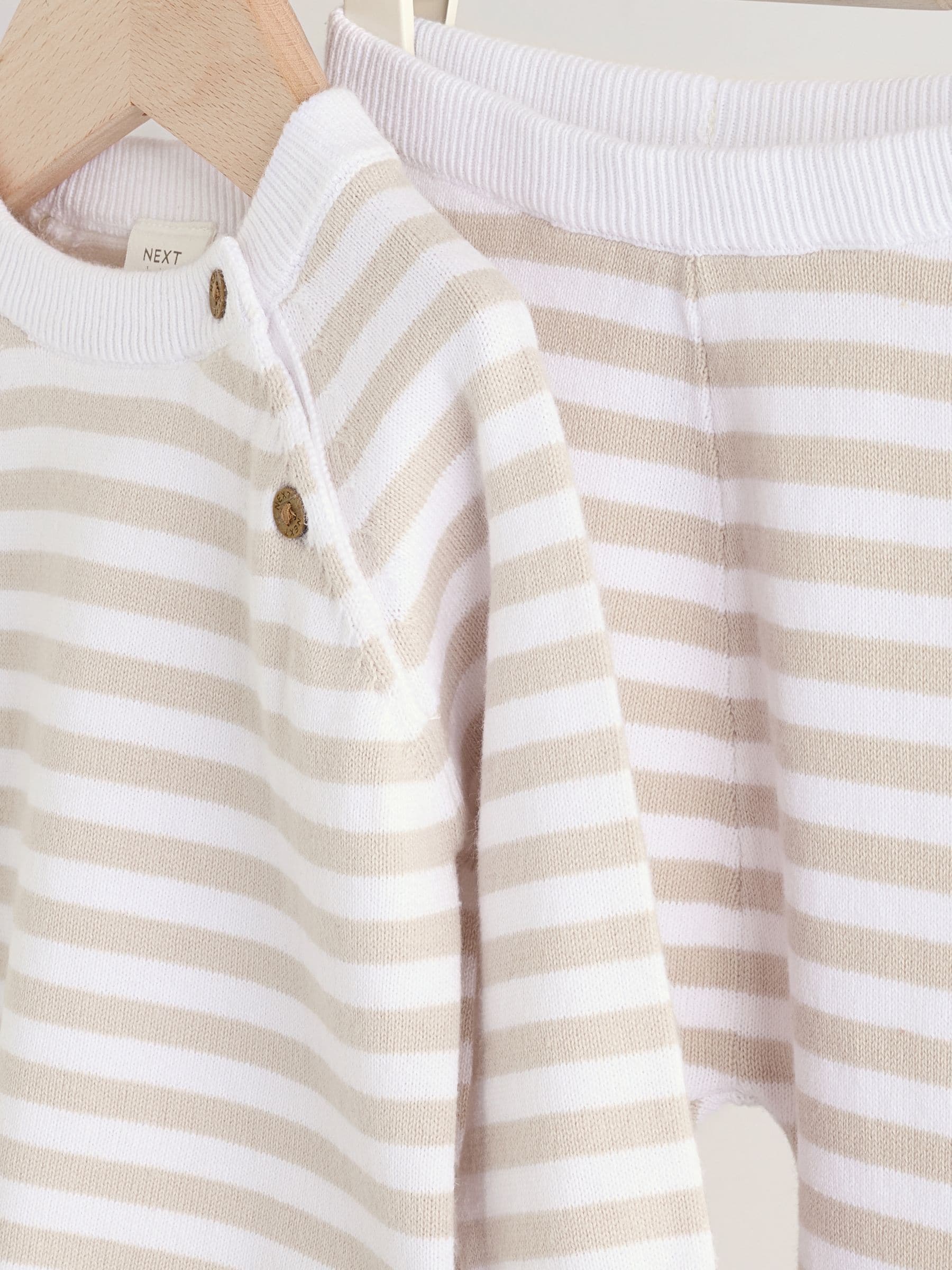 Naturel met strepen - Gebreide top- en leggingset (0 mnd - 2 jr)