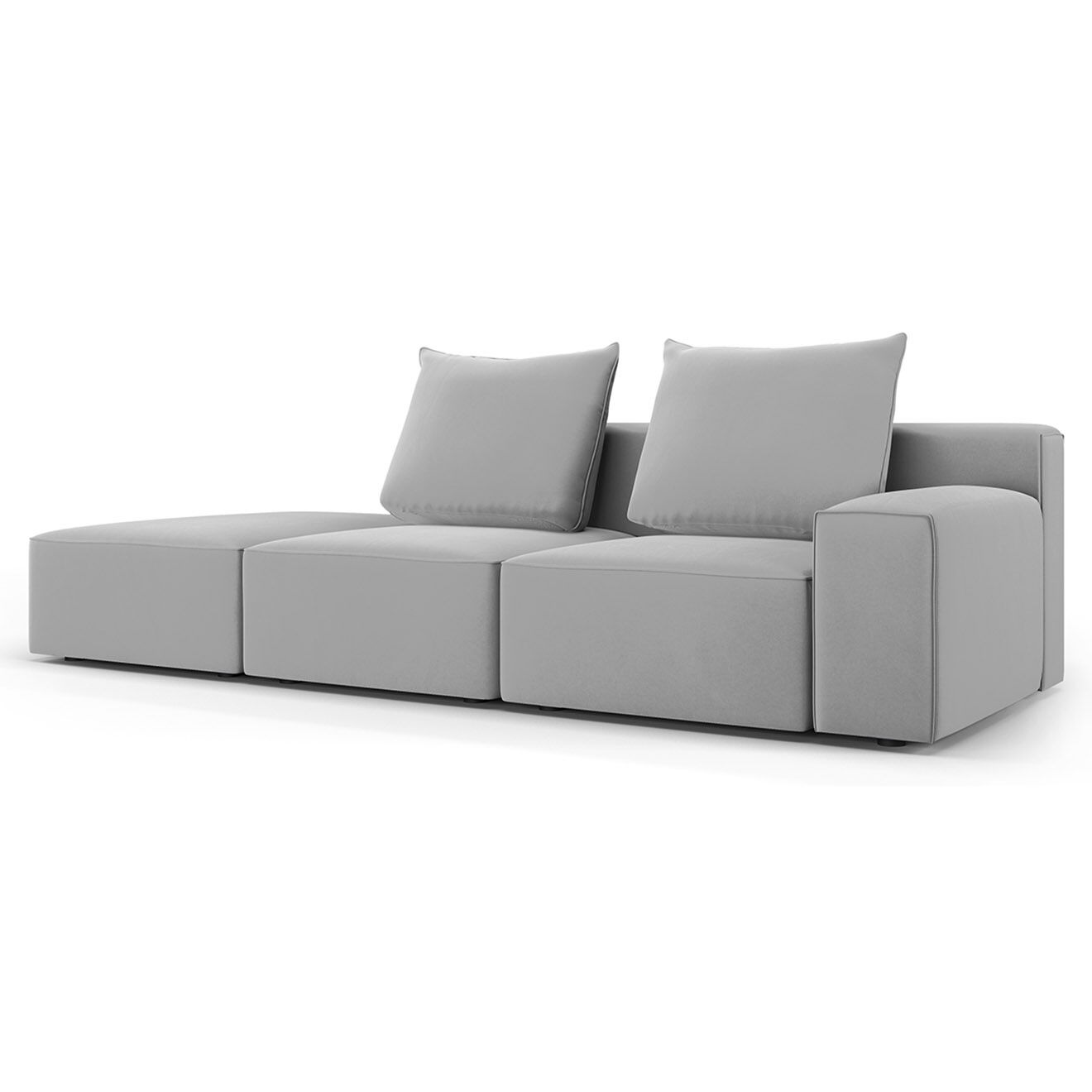 Mazzini Sofas Canapé Gauche en Velours Ivy 4 Places gris clair - 265x105x89 cm