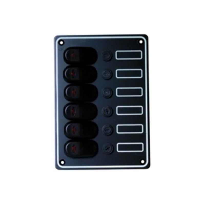 Tableau Electrique Plastimo Etanche Aluminium Noir - 6 Interrupteurs