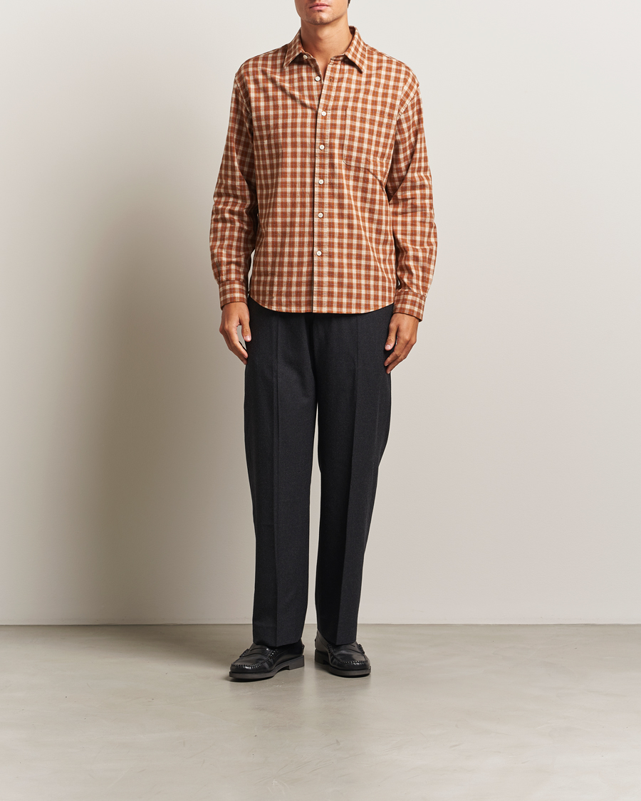 NN07 Deon Flannel Checked Shirt Light Brown