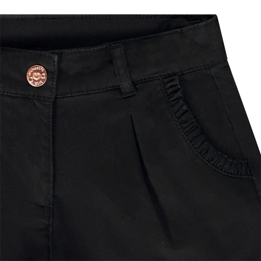 Short en twill avec poches volantées pour fille - Noir