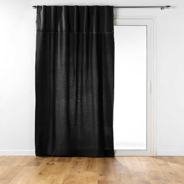RIDEAU PASS CACHE 140X240 CM COTON UNI MISTRALINE NOIR