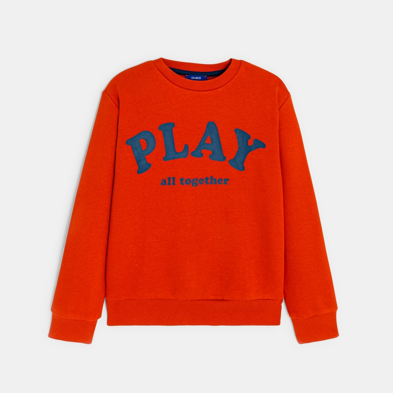 Sweat-shirt à message orange garçon