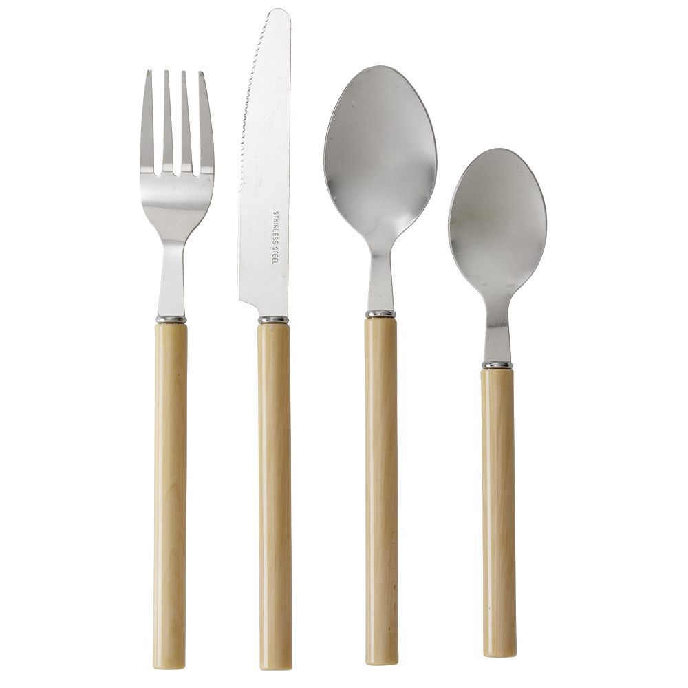 Ménagère 24 couverts inox manche plastique beige