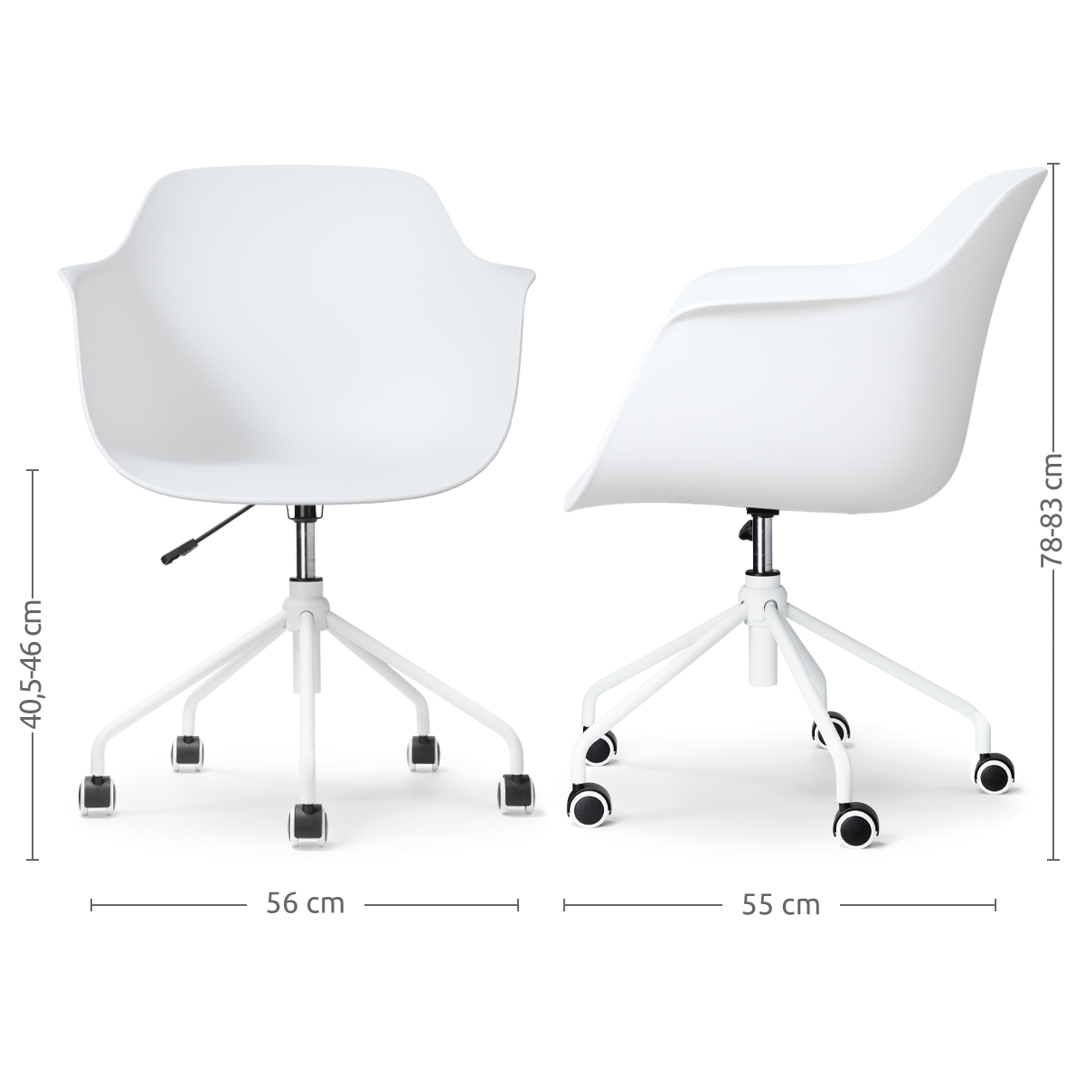 Nolon Nout-Puk Bureaustoelen Set van 2 - Wit - Wit Onderstel