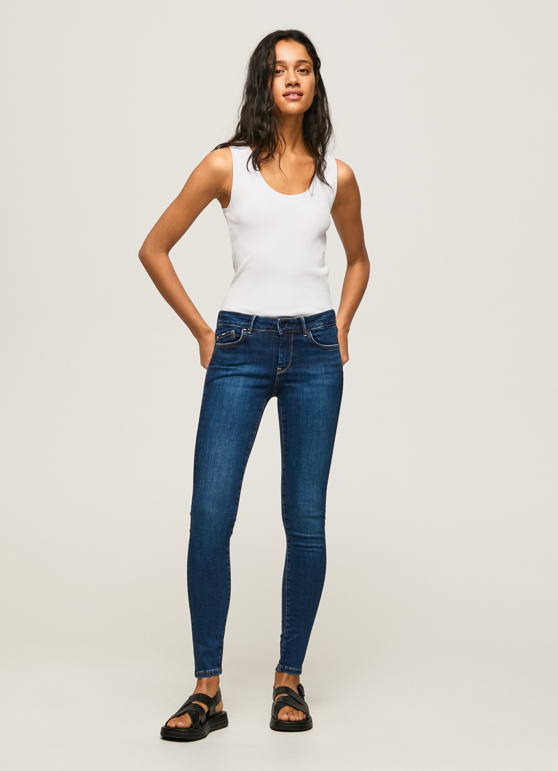 Calça jeans skinny pixie de comprimento médio - jeans