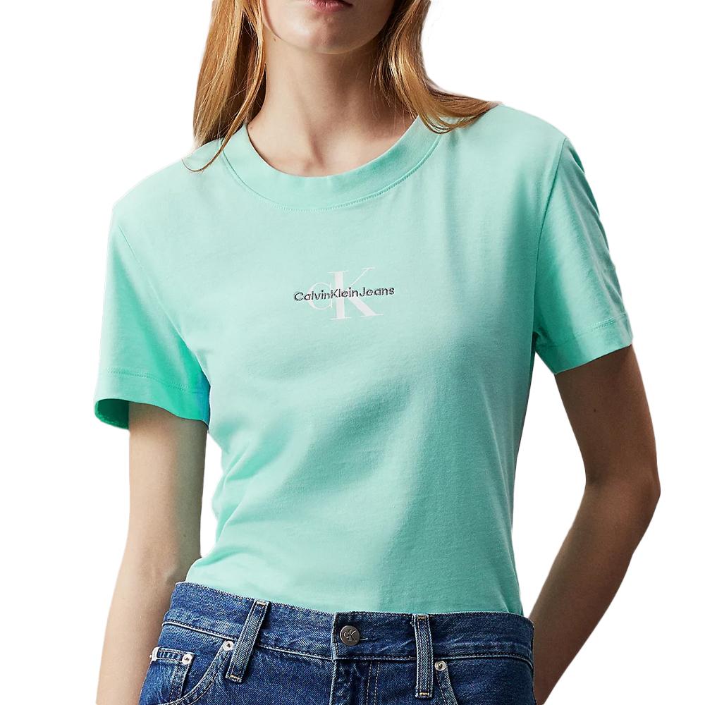 Calvin Klein Jeans T-shirt Bleu Femme Calvin Klein Jeans Monologo Slim