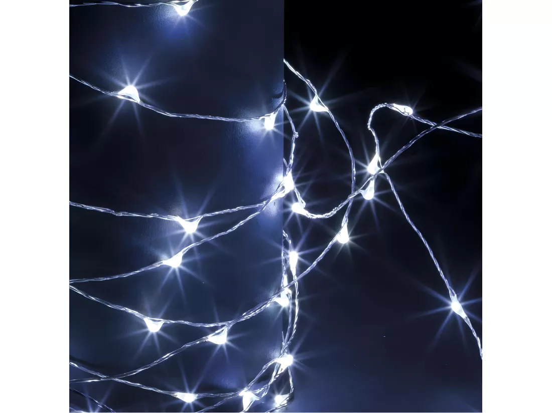Guirlande lumineuse solaire 20 mètres 200 MicroLED Blanc froid 8 jeux de lumière