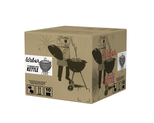 Weber Kettle Houtskoolgrill, Verjaardagseditie, 57 cm, Geëmailleerd staal, Grijs Metallic, inclusief aslade, brikettendispenser en dekselthermometer