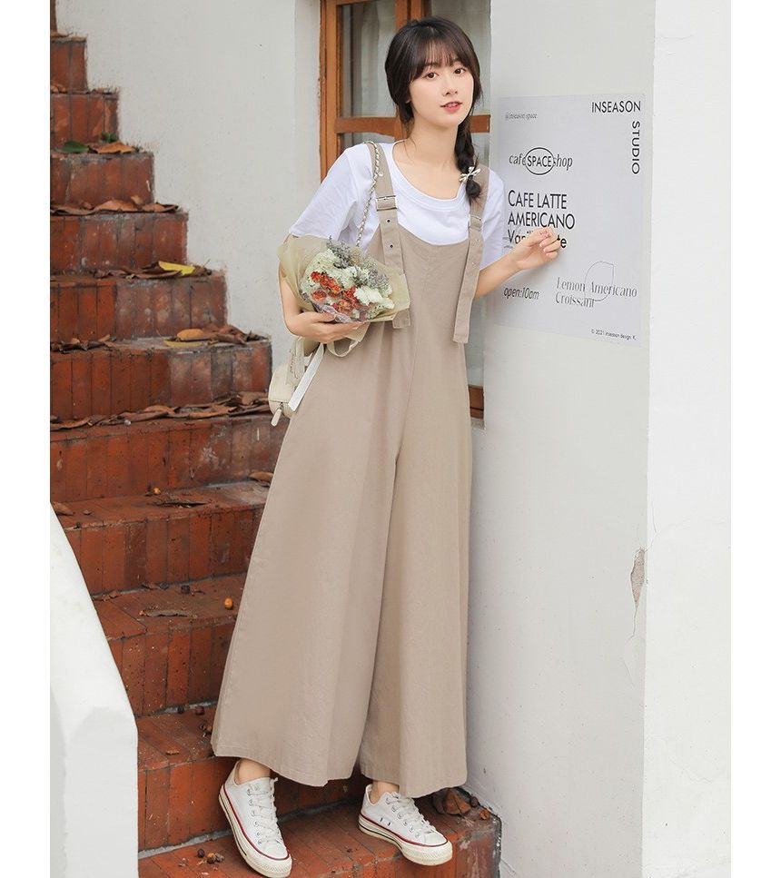 Honey River - Wijde jumpsuit met effen pijpen