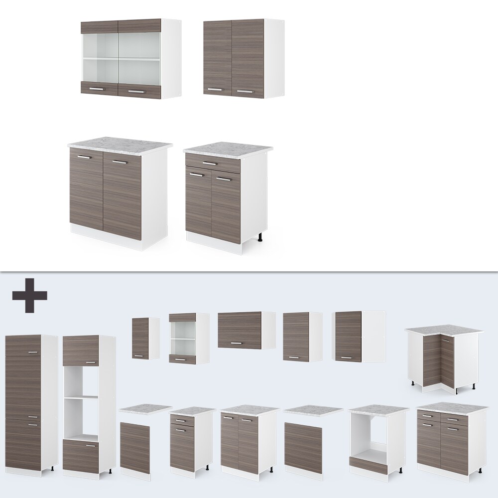 VICCO Küchenzeile SINGLE Einbauküche 140 cm Küche Edelgrau Anthrazit R-LINE