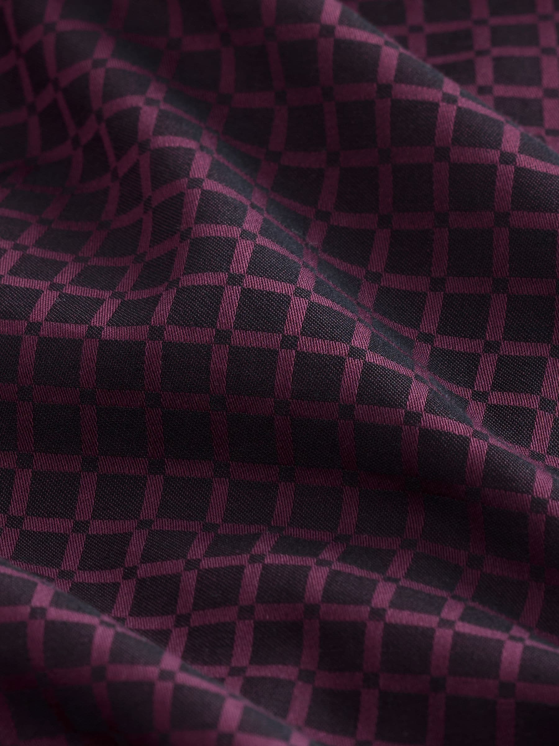 Bordeauxrood - Geometric Print Long Sleeve Smart Shirt