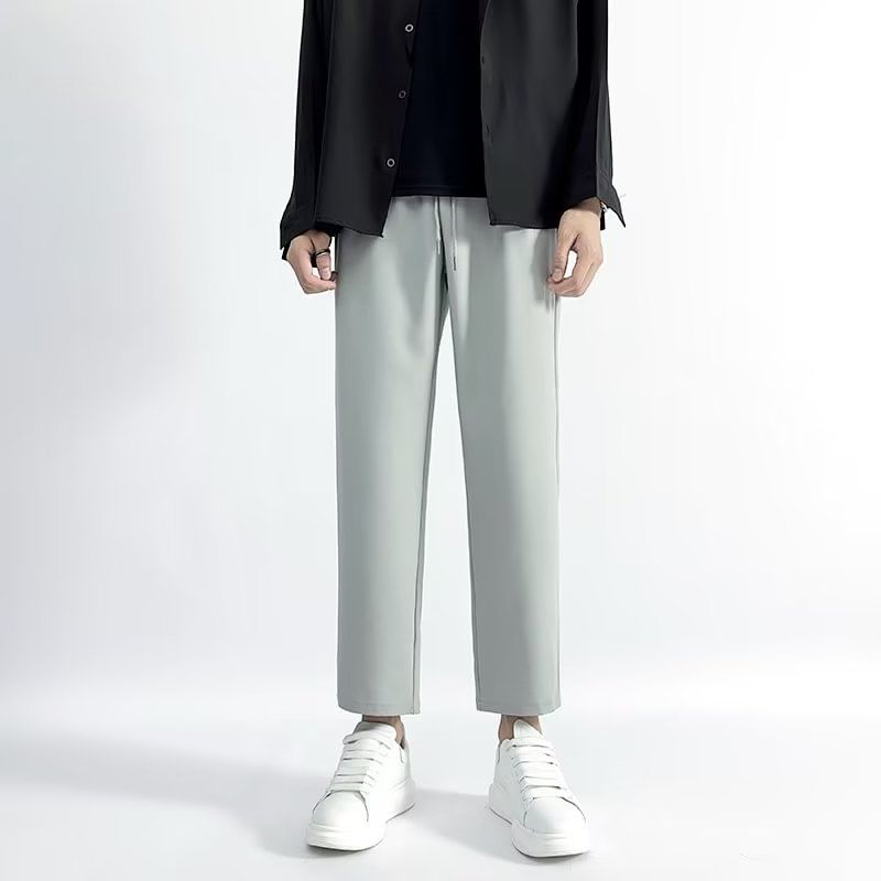 Craltuxe - Mid Rise Plain Crop Straight Leg Broek