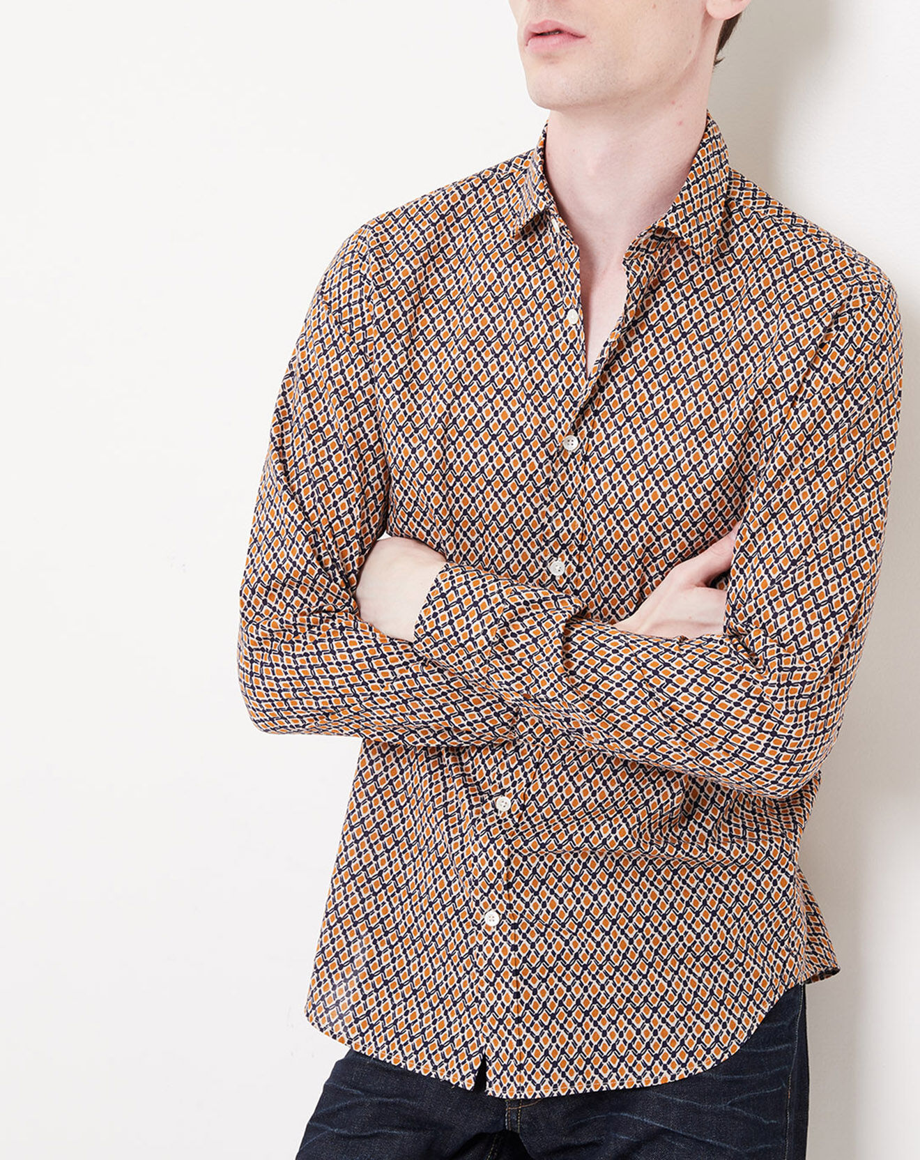 Hartford Chemise Slim Sammy imprimée noir/jaune