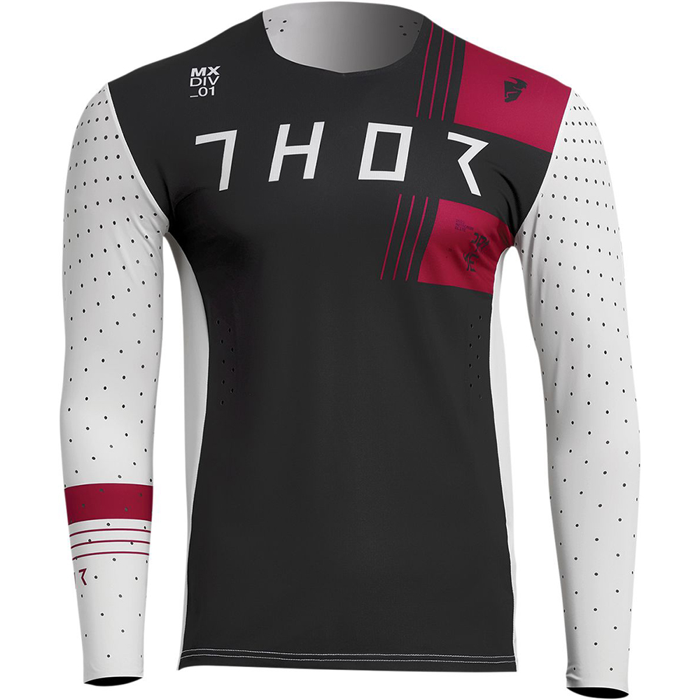 Thor Motocross - Maillot Prime Strike Noir / Blanc / Rose