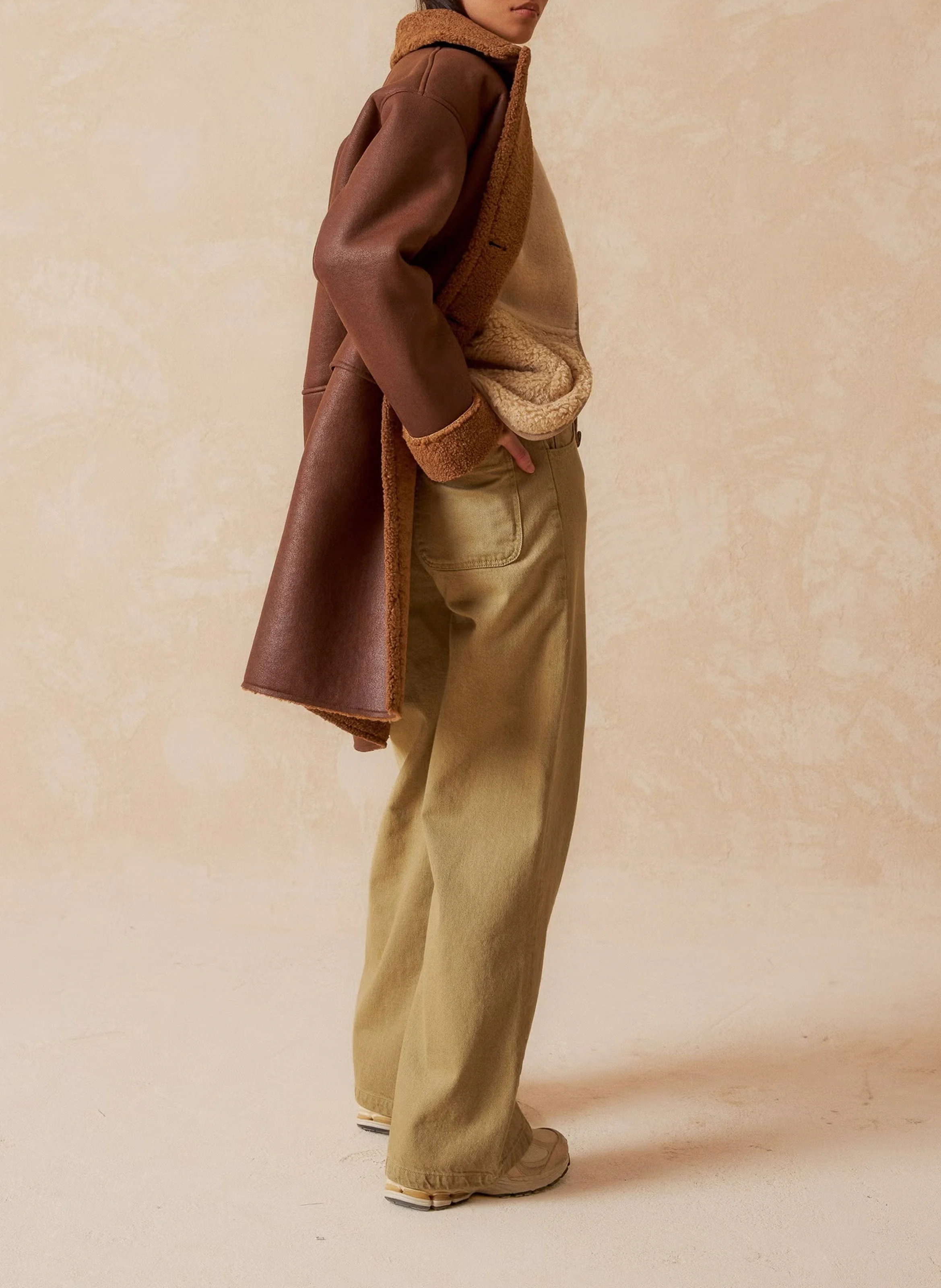 Manteau col tailleur| Marron