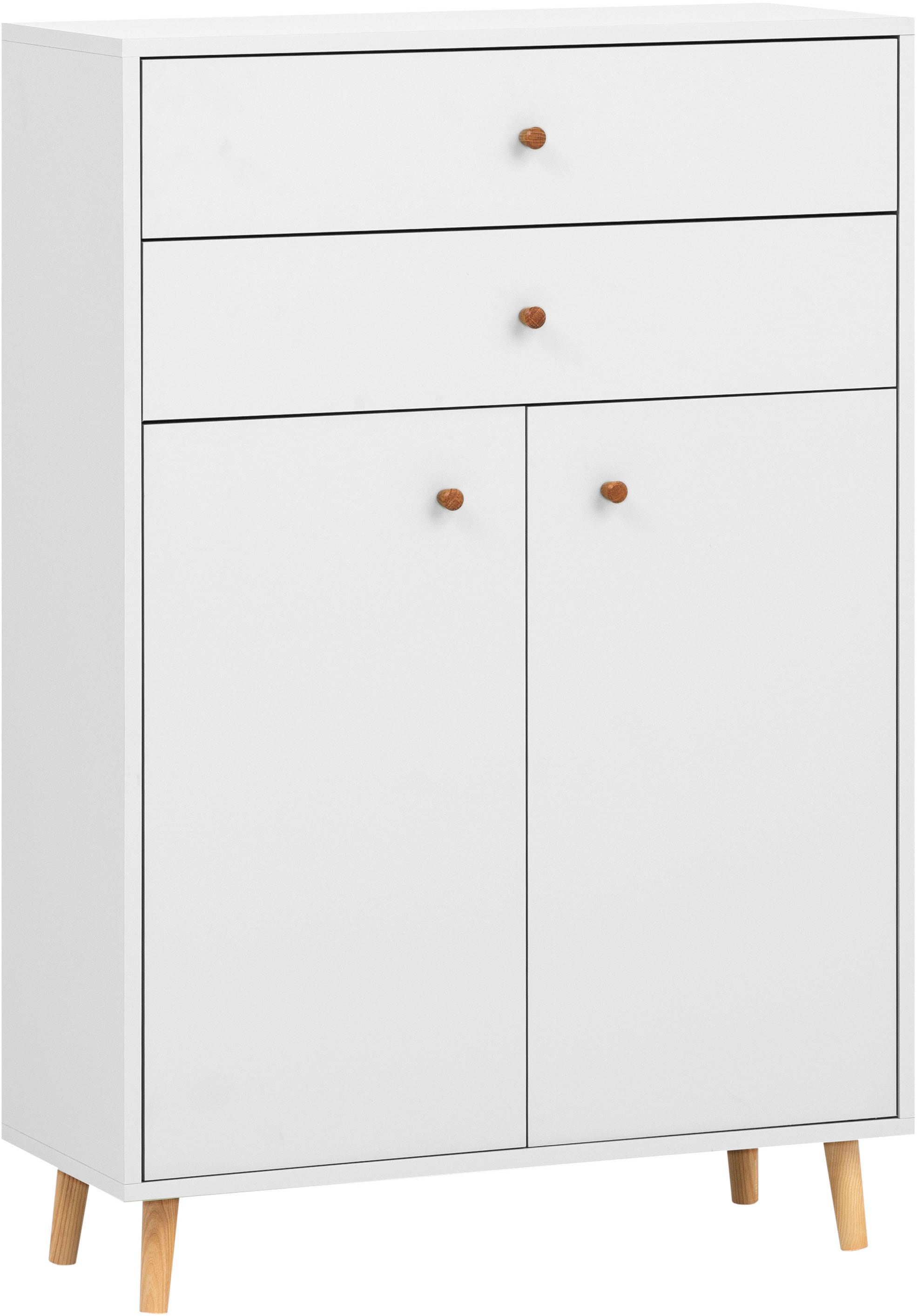 Schildmeyer Midischrank »Bjarne, Breite 77 cm« Mit Metallbeschlägen, Griffe und Möbelfüsse aus Massivholz