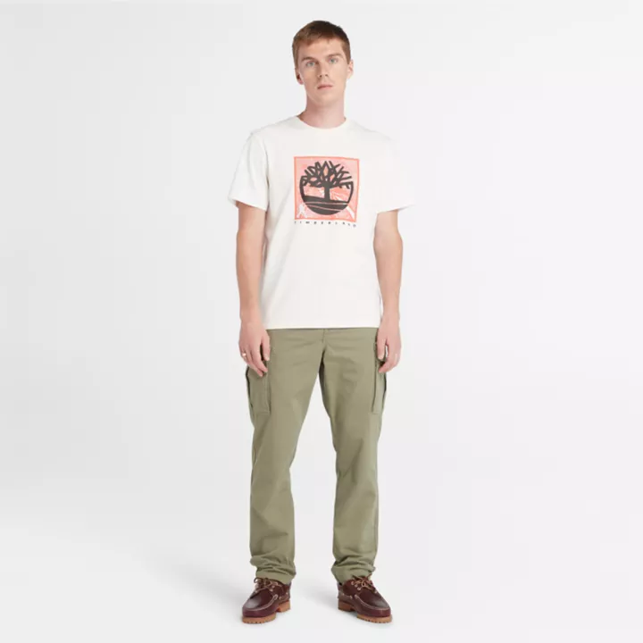 T-shirt à motif sur le devant pour homme en blanc