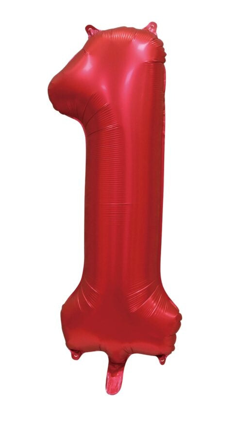 Rode Cijfer Ballon 1 Jaar Glans 86cm