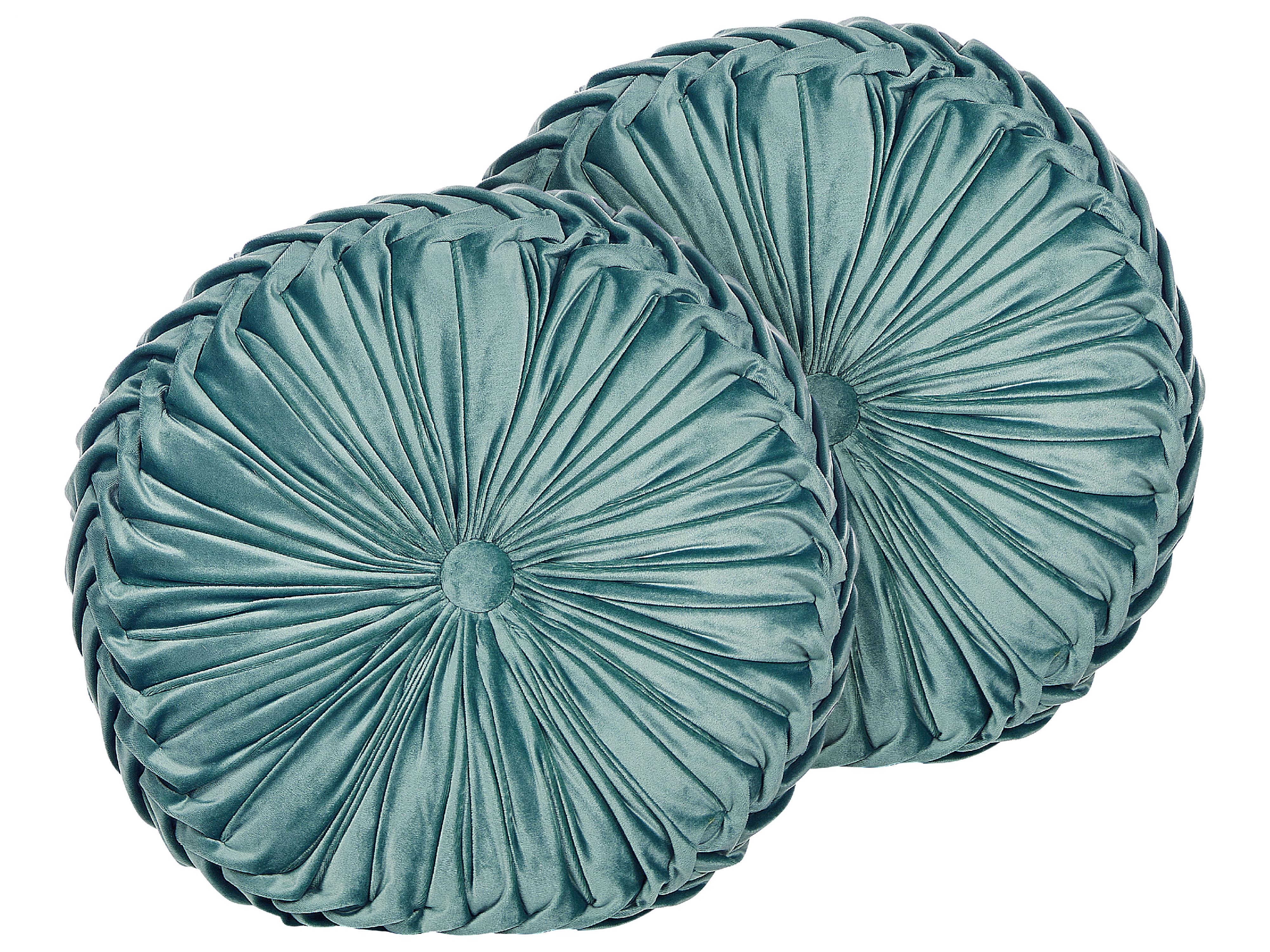 Set van 2 sierkussens UDALA Fluweel 40 x 40 cm Groenblauw effen