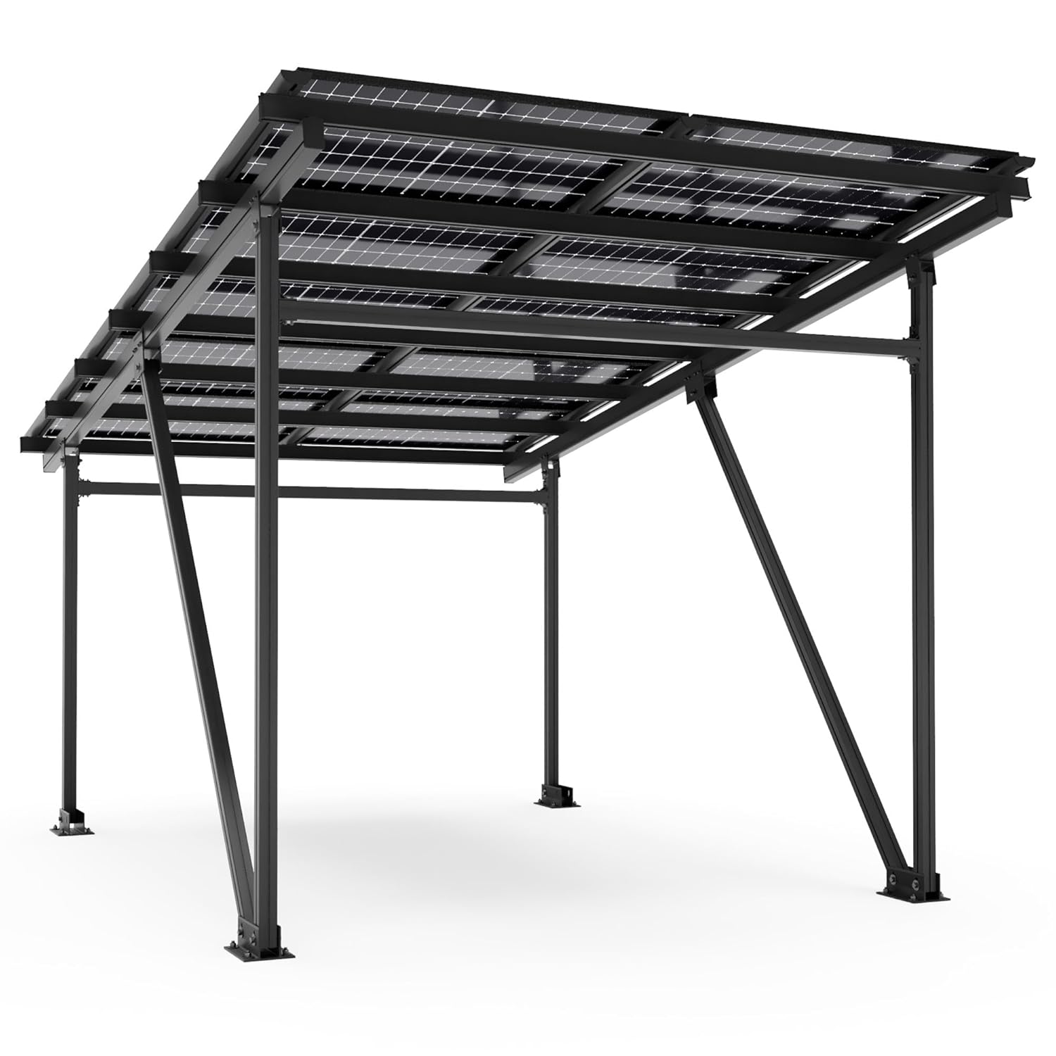 Solar Carport 5250 Watt Bifazial Glas/Glas Module PV Garage Aluminium Solarcarport 5,60 x 3,70m - 5,25KW (anthrazit)