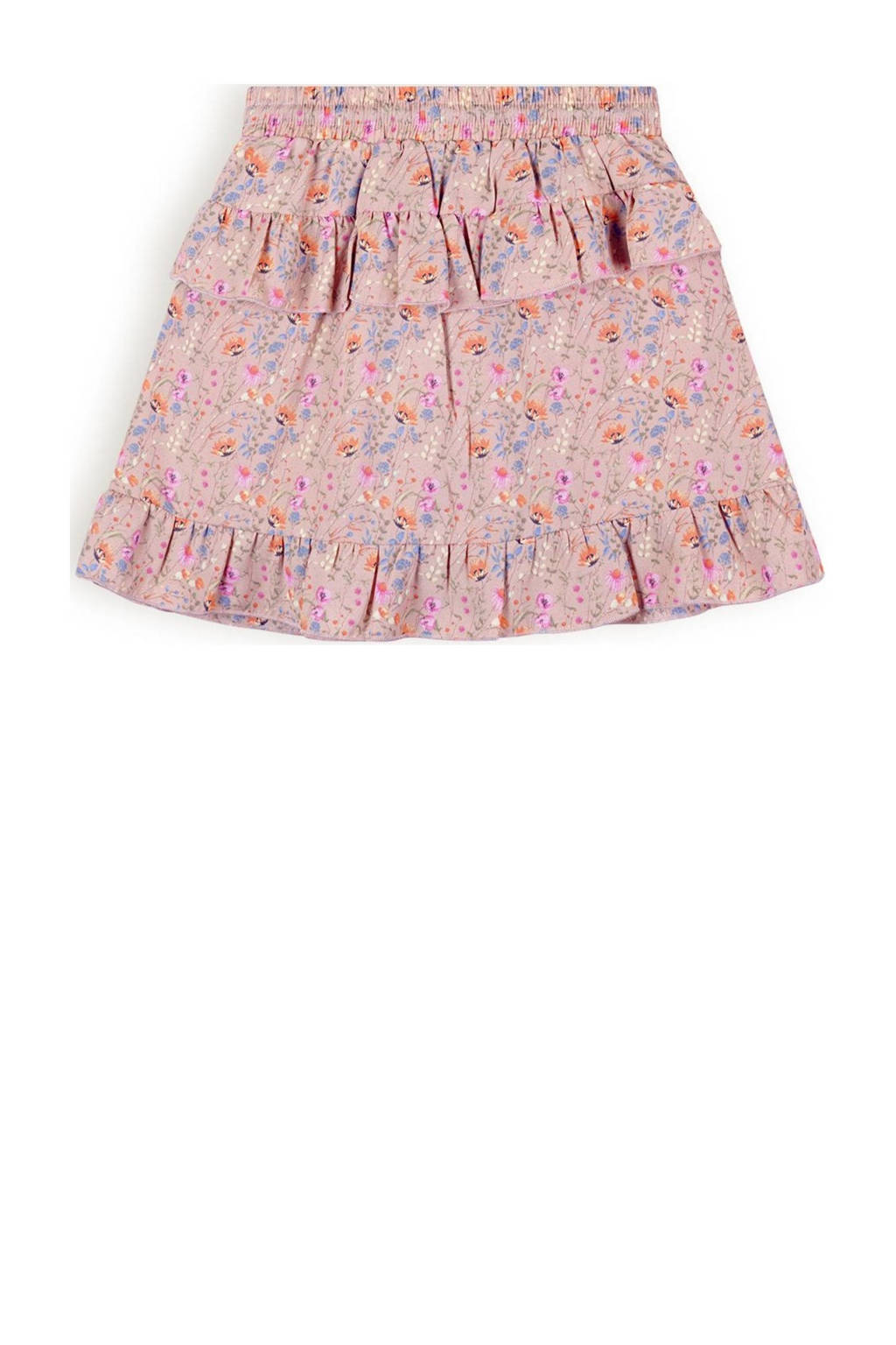 NONO gebloemde rok Neva roze/multicolor