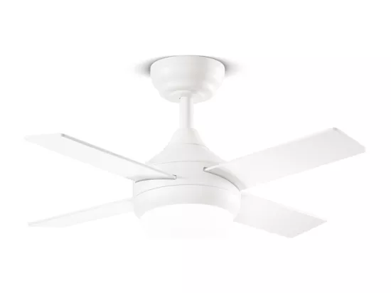 Ventilateur Crux+ en métal peint blanc mat 18w LED 7163 B CT Moteur DC