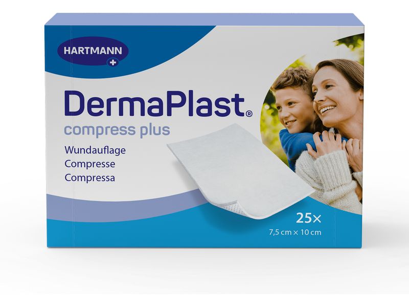 DermaPlast Wundauflage Compress Plus 7.5 x 10 cm, 25 Stück Nicht haftende Wundauflage