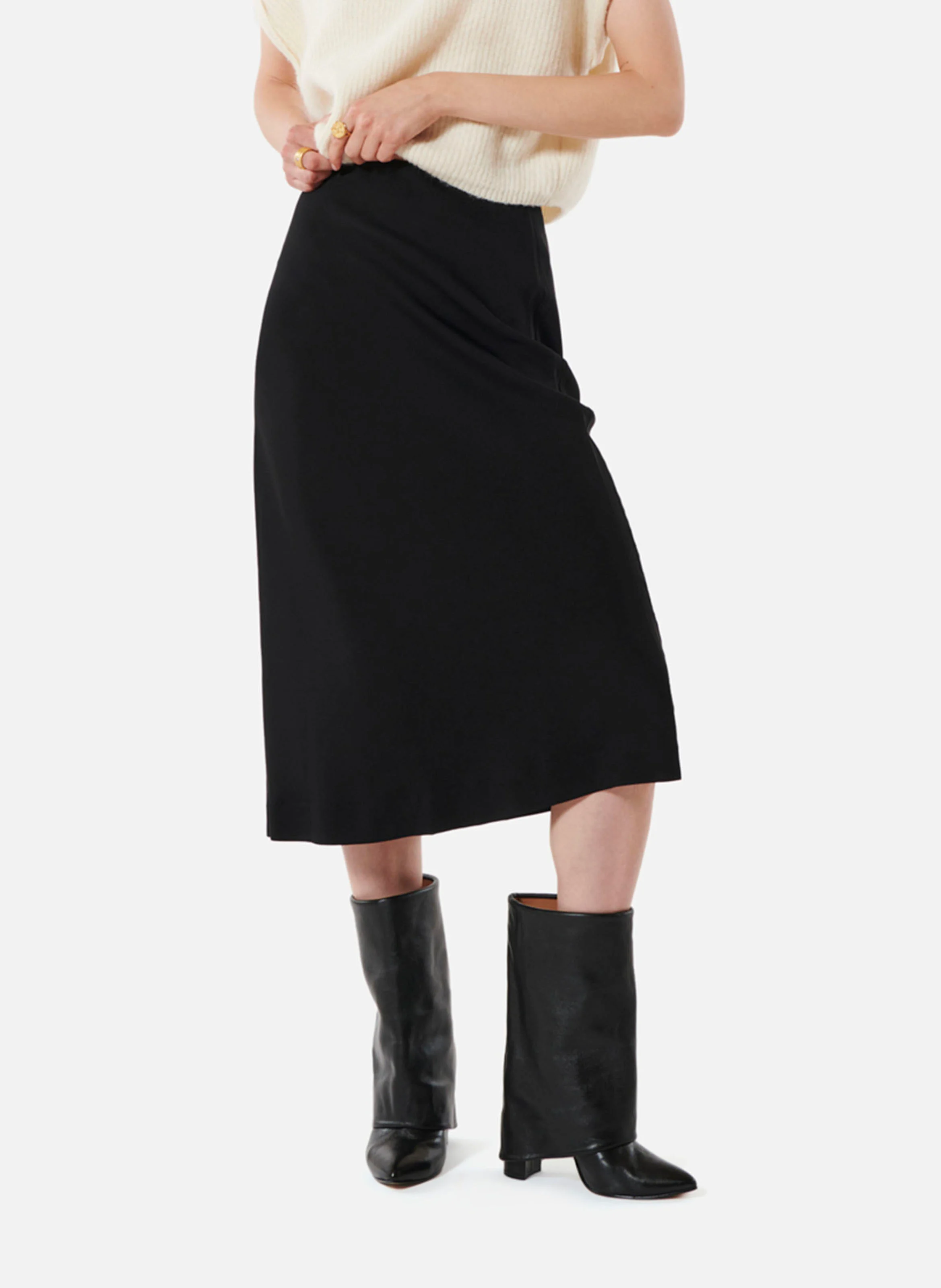 MOORE - Jupe longue taille haute | Noir