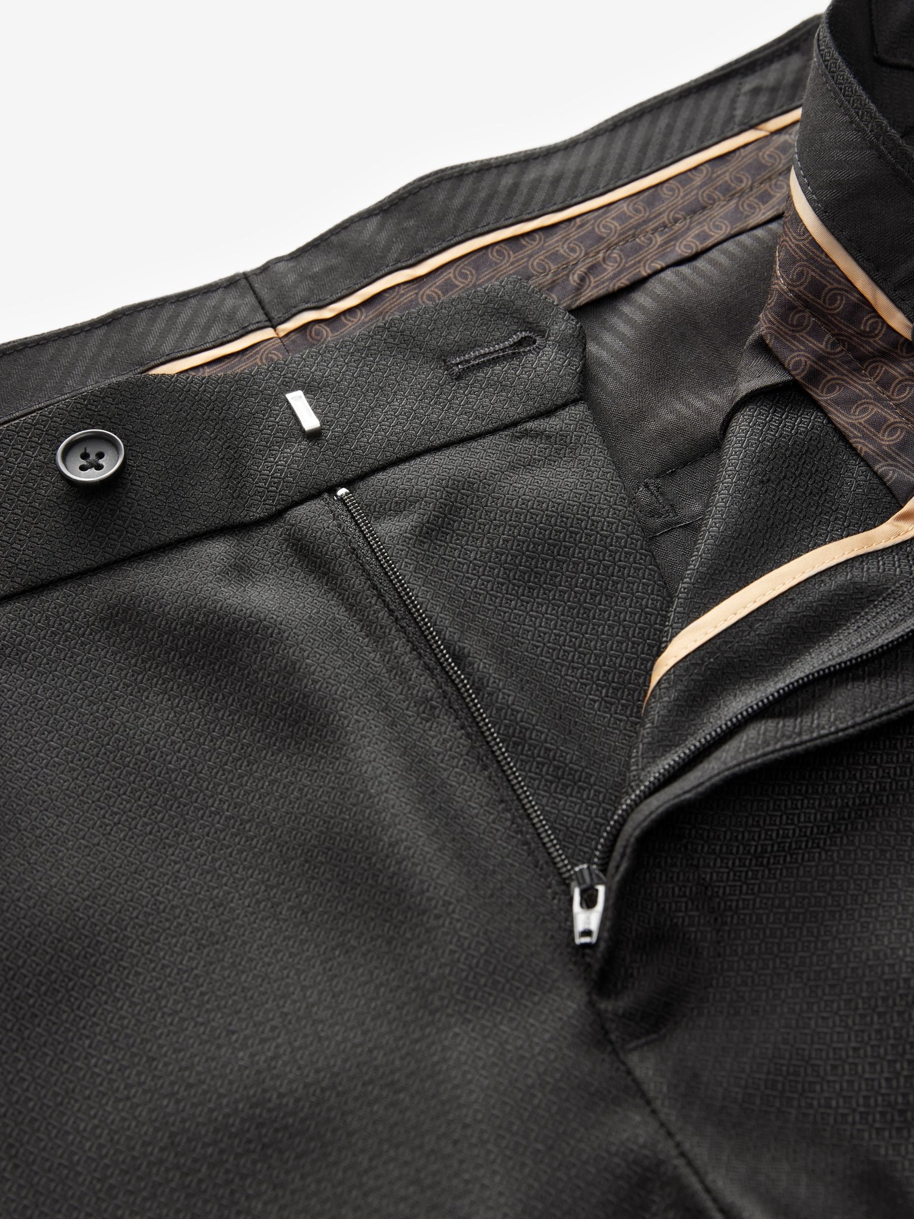 Zwart - Slim Fit - Adjustable Tape Detail Tuxedo Trousers
