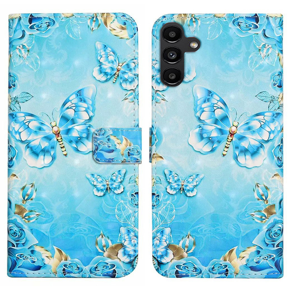 Samsung Galaxy S24 FE Leder Tasche mit Kartenfächern - Kristall Schmetterling