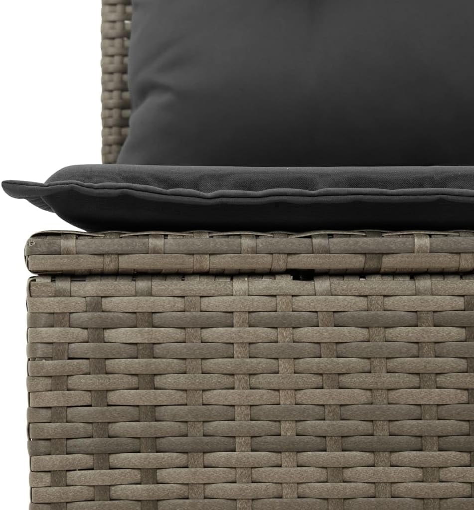 Gartenmöbel-Set 7-teilig mit grauen Kissen aus Polyrattan Terrassenmöbel Set für den Außenbereich geeignet für Hof und Terrasse