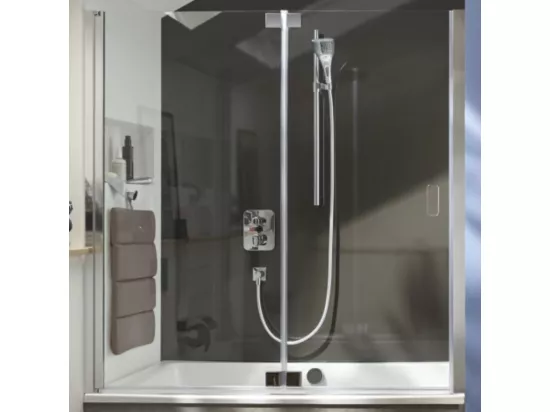 Baignoire bain douche JACOB DELAFON Capsule, compacte + pare bain en niche 120 x 80 cm