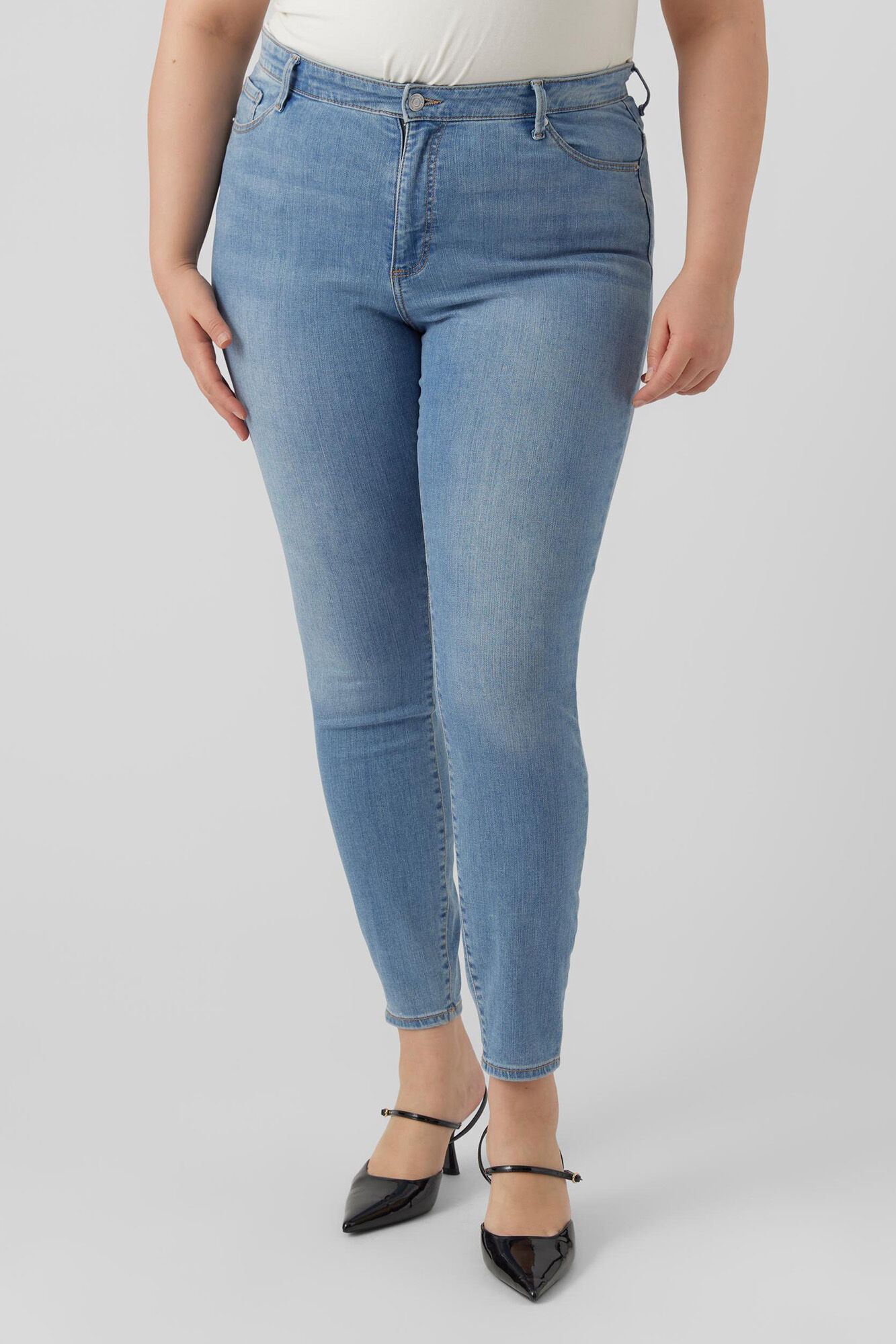 Calça jeans skinny plus size - Azul