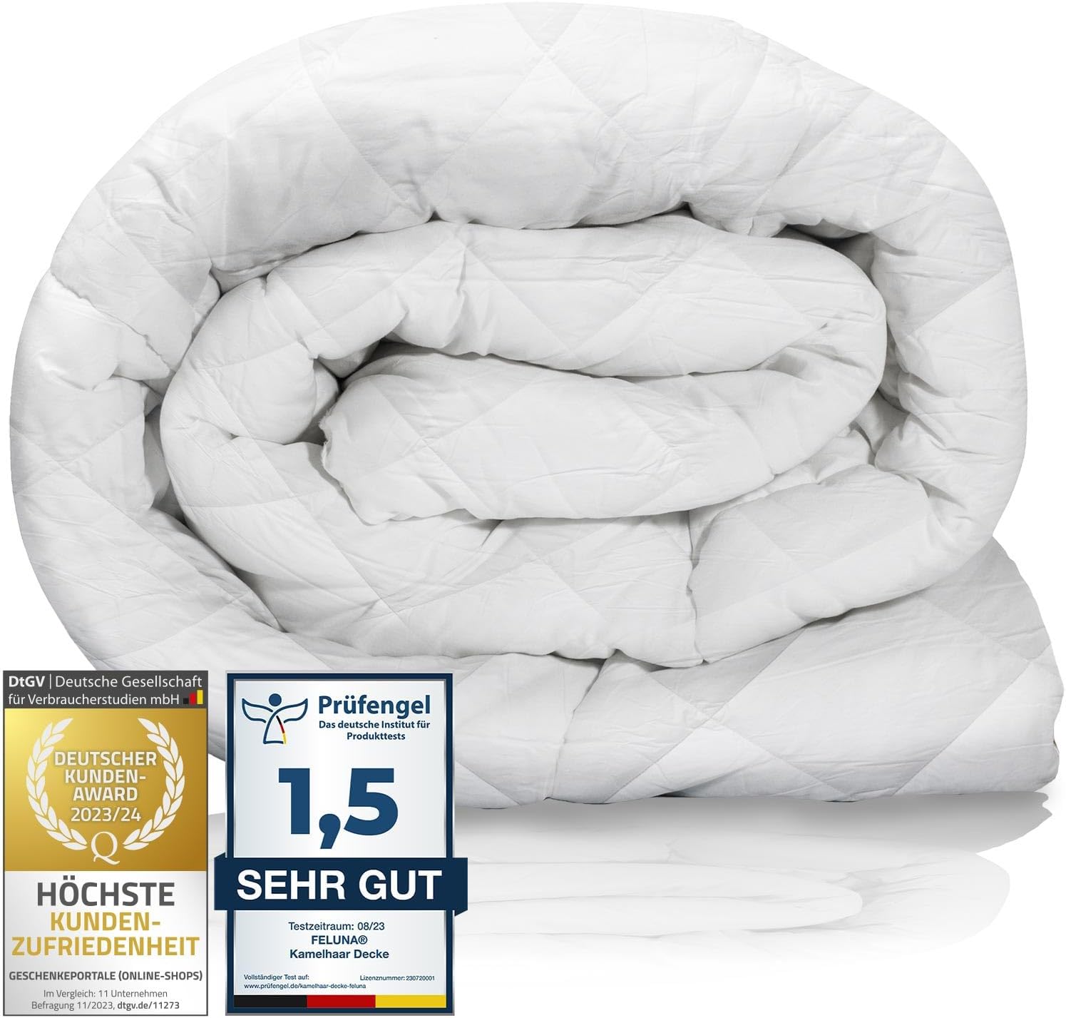 Feluna® Winter-Decke Kamelhaar-Steppdecke aus 100% Kamelhaarflaum Winter-Bettdecke (Winterdecke, 155x220cm)