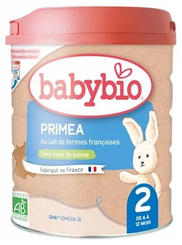 Primea 2 au Lait de Fermes Françaises de 6 à 12 Mois Bio Babybio - 800 g