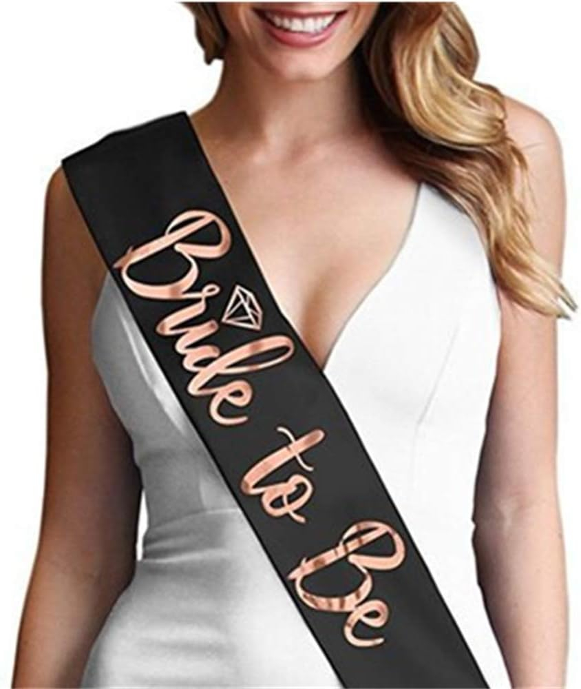 (Ø70cm) Bachelorette Party Accessoire Junggesellinnenabschied Schärpe Bride to Be - Schwarz / Roségold