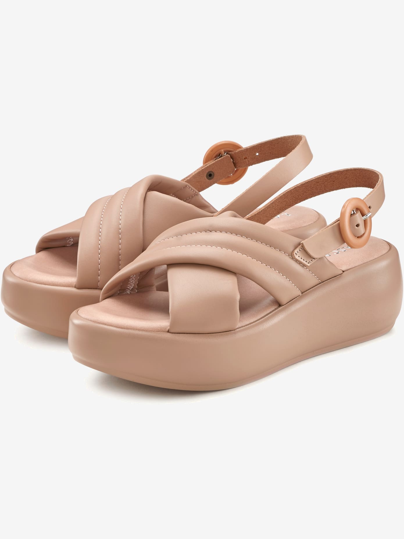 Sandales compensées en cuir doux