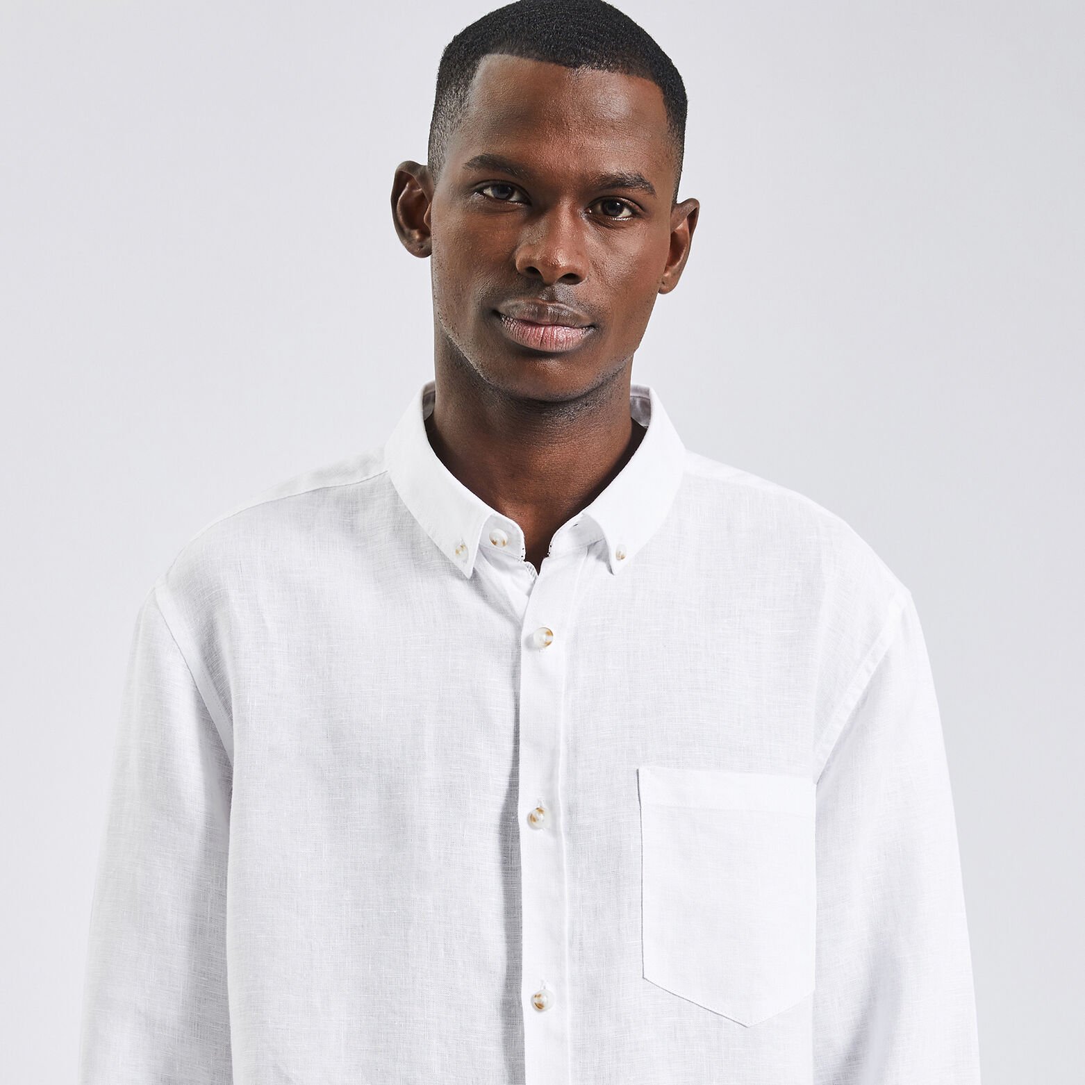 Chemise regular unie lin Blanc