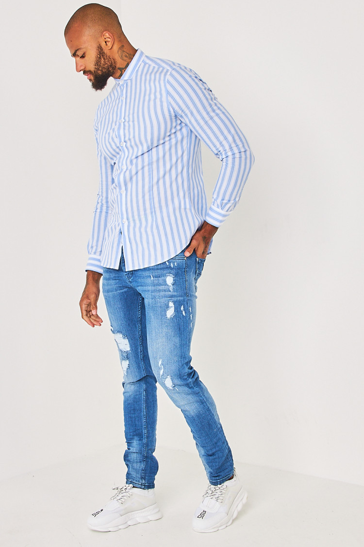Chemise bleu/blanc rayée
