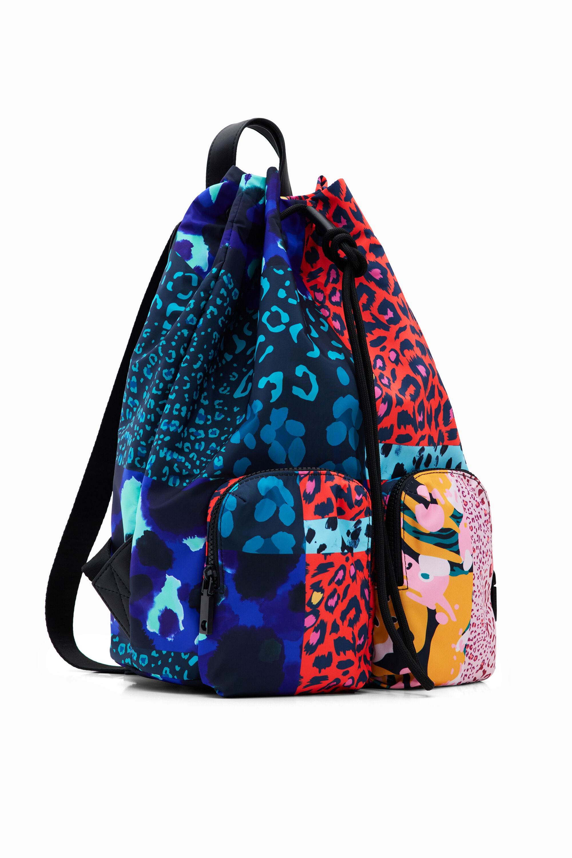 Grand sac à dos patchwork imprimé animal