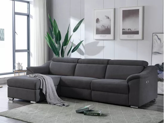 Canapé d'angle relax électrique en tissu anthracite PEDRERA - Angle gauche