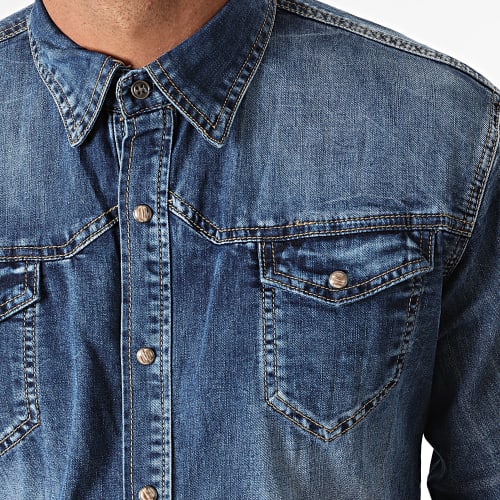 Chemise Manches Longues Jean Bleu Denim