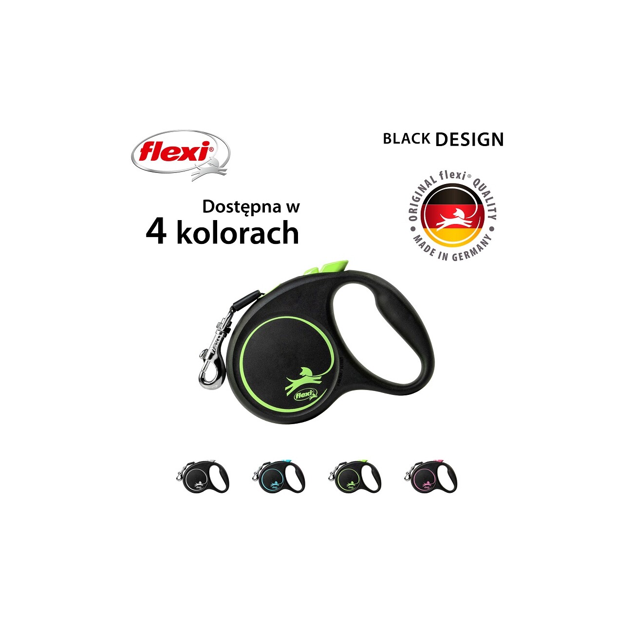 Flexi Black Design Gurt grün S, 5 m, 15 kg