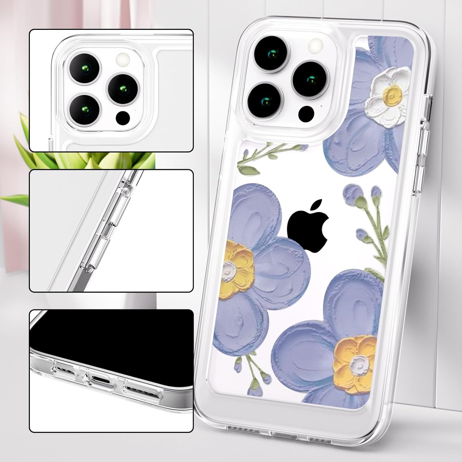 iPhone 16 Gummi Case Schutzhülle mit Kameraschutz - Lila Blumen
