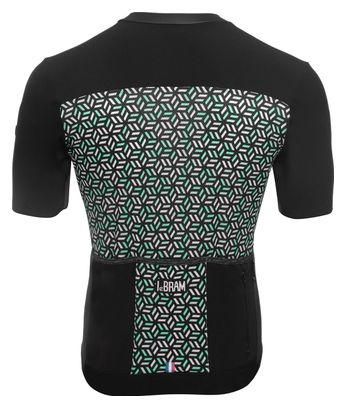 Maillot Manches Courtes LeBram Croix de Fer Noir Céleste Coupe Ajustée