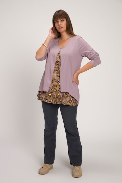 Shirt, Lagenlook, V-Ausschnitt, Langarm, Biobaumwolle